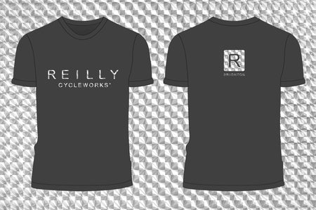 Reilly branded Tshirt front and back on holographic background