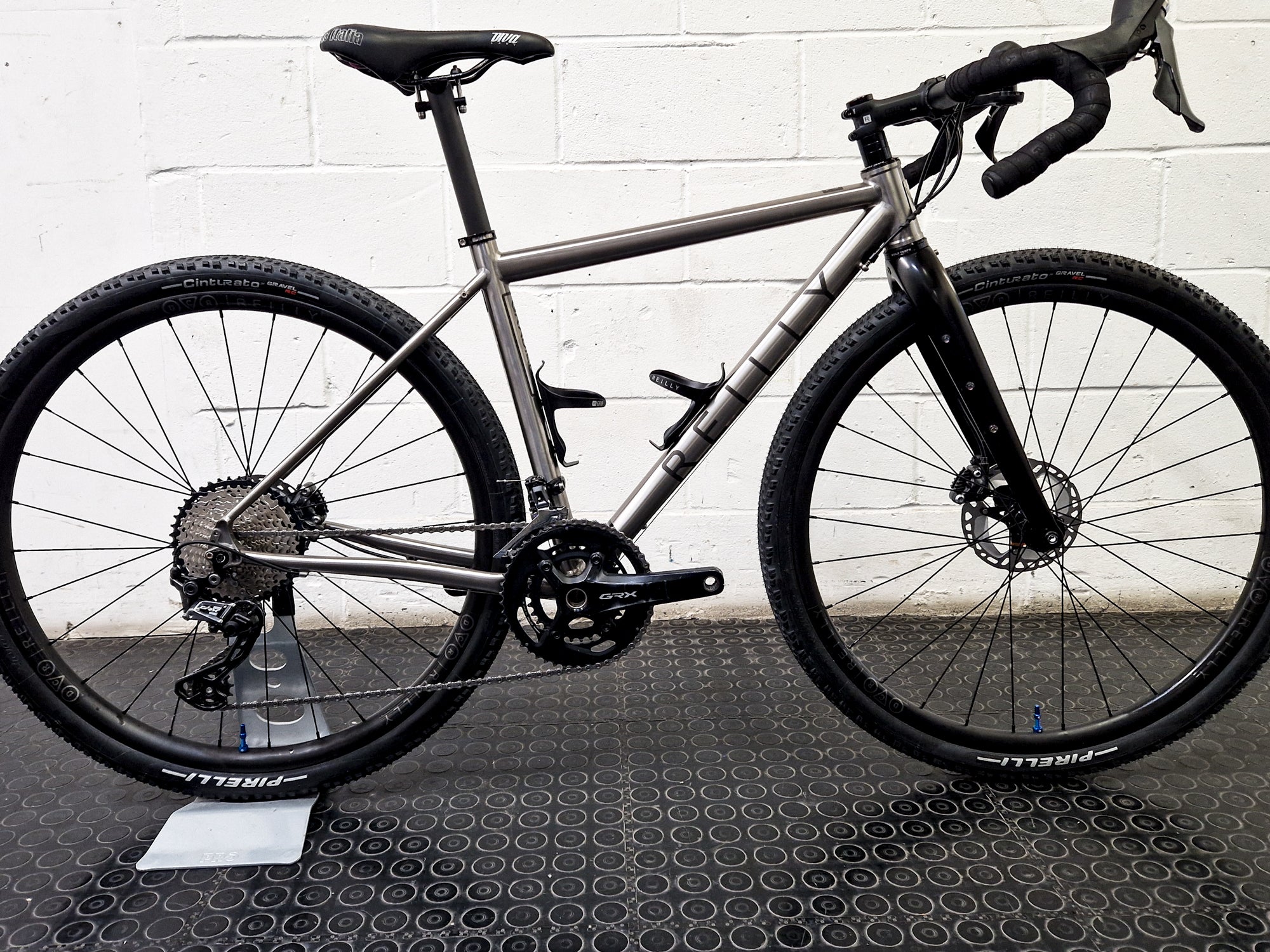 A refurb titanium bike with new components.