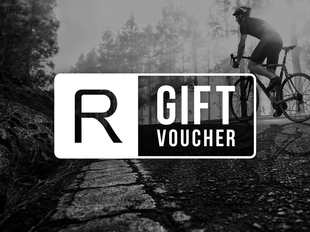 Reilly Gift Voucher showing image of a cyclist in a forest with Reilly logo in the foreground